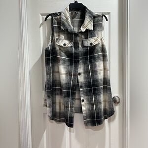 SHEIN Black and White Plaid Vest